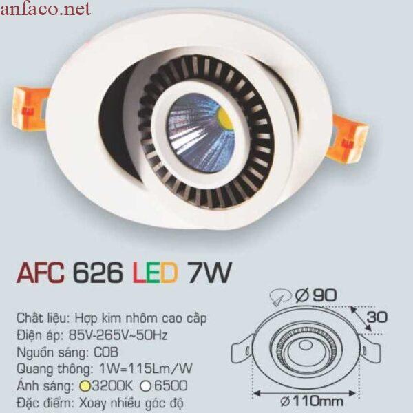 Đèn âm trần downlight Anfaco AFC 626 Led 7W 3