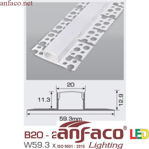 b20-2d Thanh nhôm led uốn cong âm viền 1.5m B20 - 2 D 2